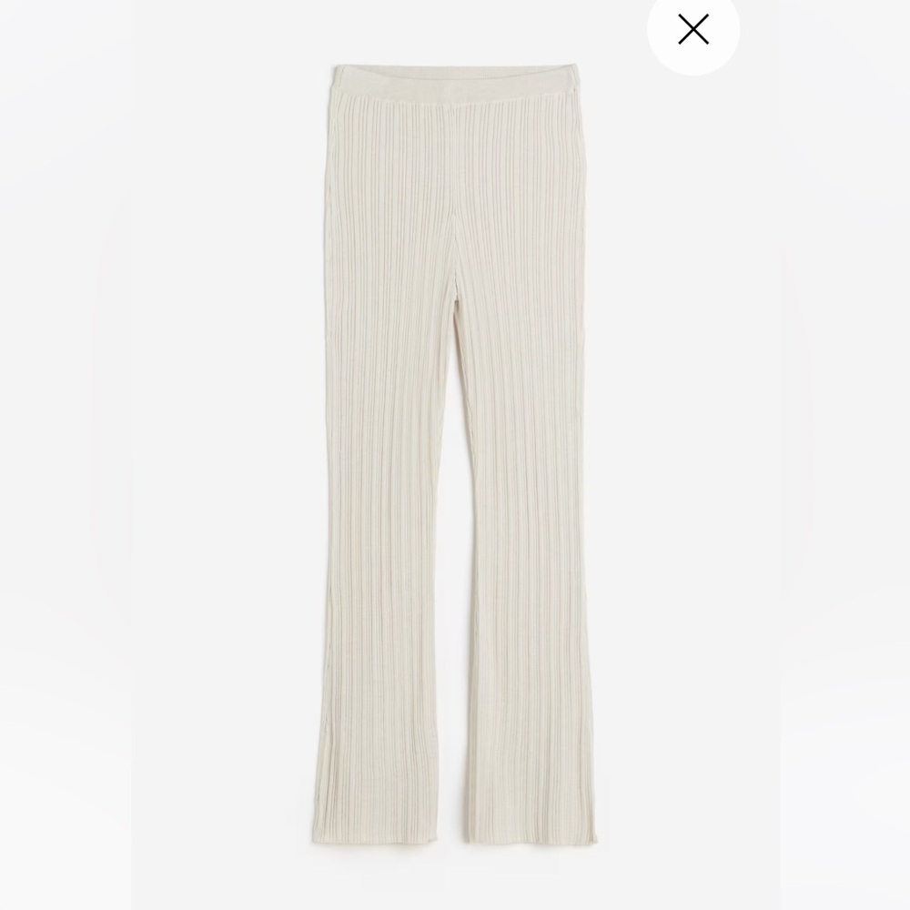 H&M Biege Rib-knit Flared Pants - Great Condition